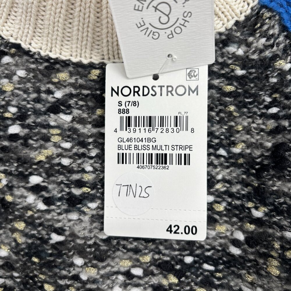 Treasure & Bond Girls' Blue Bliss Multi Stripe Knitted Sweater Size S (7/8) NWT - Picture 5 of 5